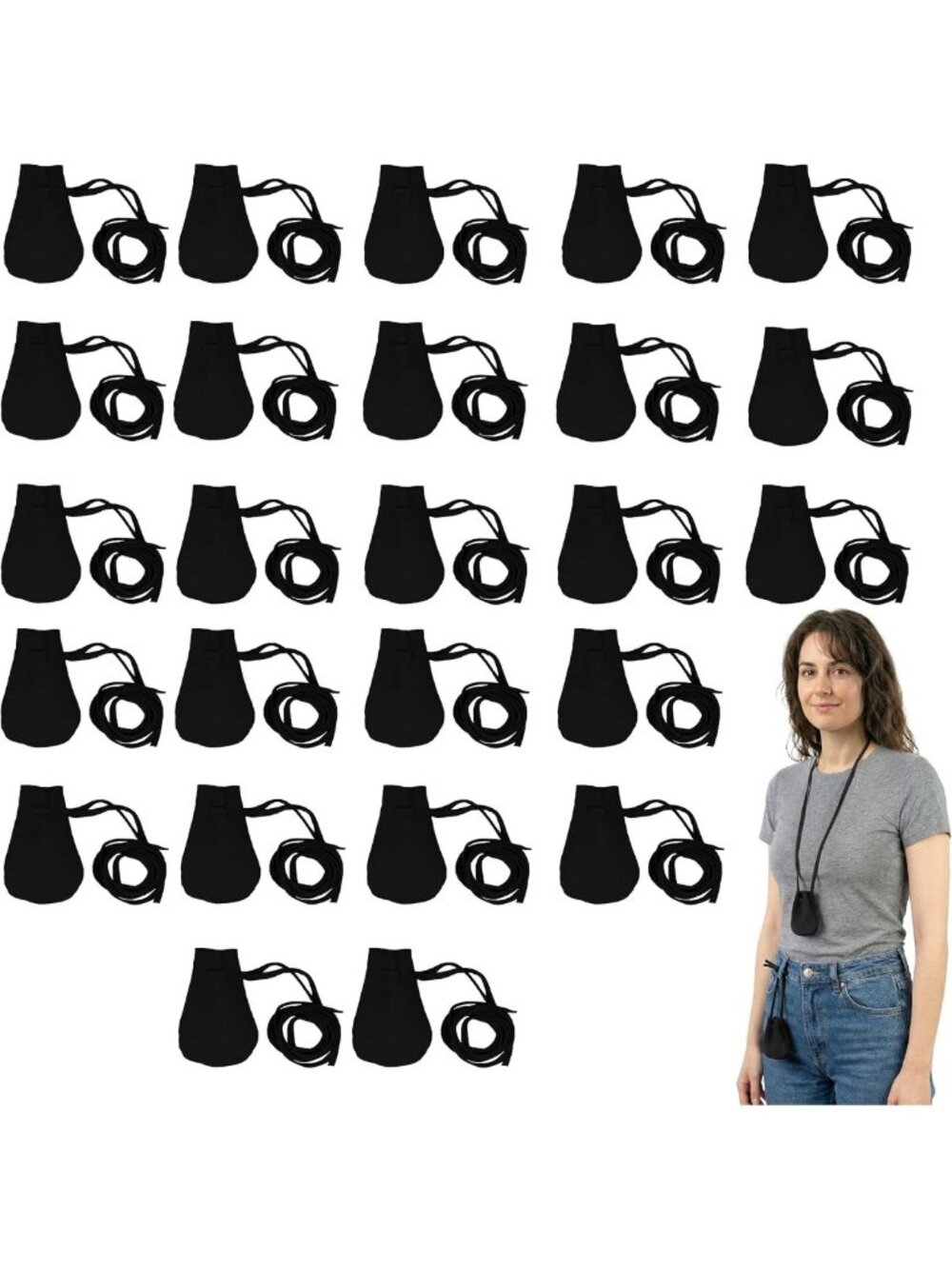 25-Pack Small Black Suede Leather Trinket Pouches - Perfect for Organizing